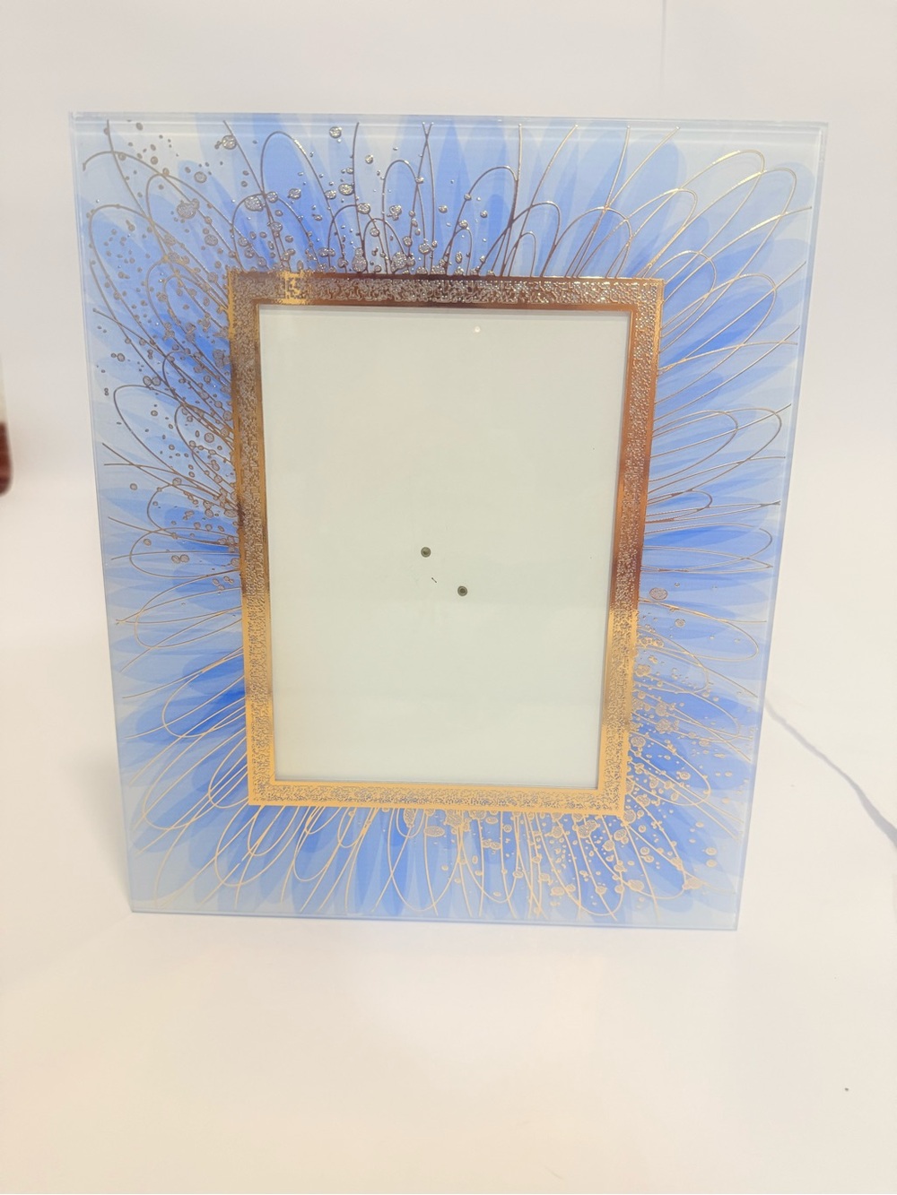 Beltrami Silver Plated Goldtone Geometric Design Picture Frame Italy